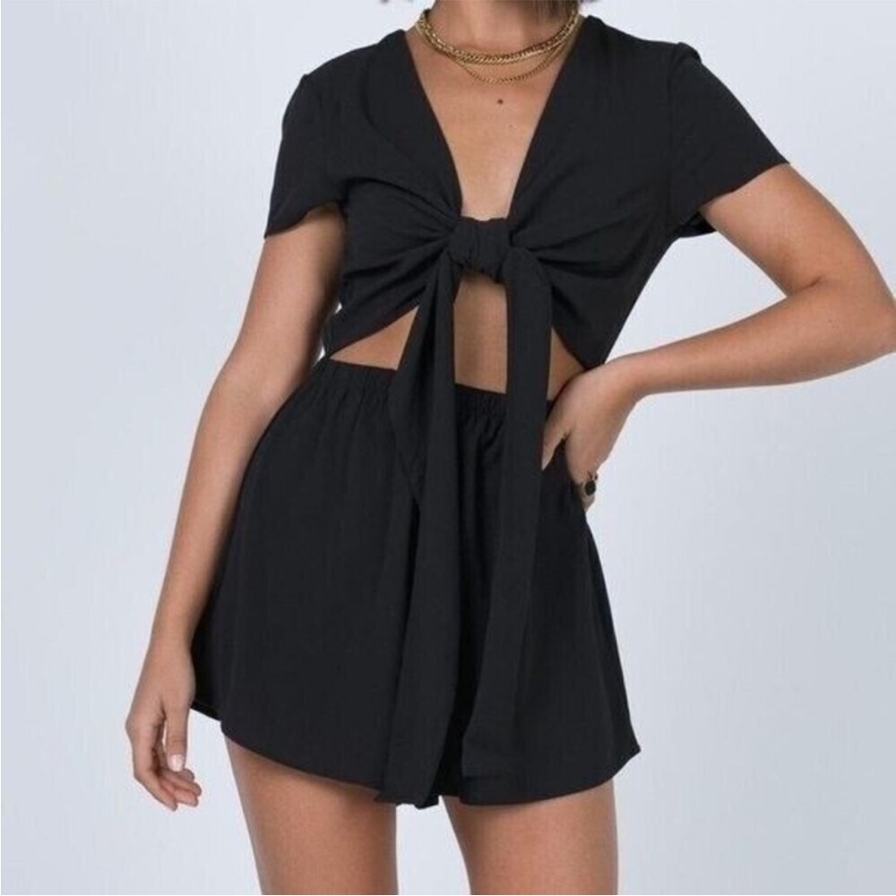 Princess Polly Black Ragnar Tie Front Romper